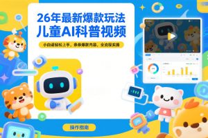26年最新爆款玩法,儿童AI科普视频,小白请轻松上手,条条爆款内容,全流程实操-淘金日记