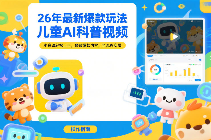 26年最新爆款玩法,儿童AI科普视频,小白请轻松上手,条条爆款内容,全流程实操-淘金日记