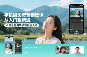 手机摄影剪辑精选课,从入门到精通,小白也能用手机轻松拍大片-淘金日记