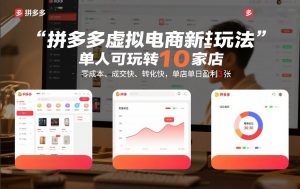 拼多多虚拟电商新玩法,单人可玩转10家店,零成本、成交快、转化快,单店单日盈利3张【揭秘】-淘金日记