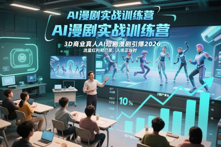 AI漫剧实战训练营,3D商业真人AI短剧漫剧引爆2026,流量红利期已至,入场正当时-淘金日记
