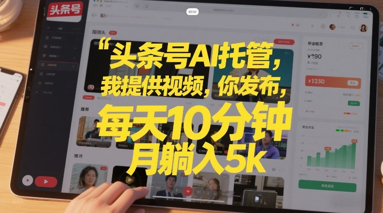 头条号AI托管,我提供视频,你发布,每天10分钟,月躺入5k+【揭秘】-淘金日记