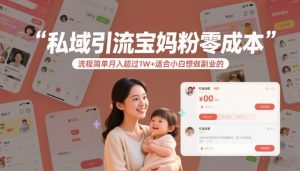 私域引流宝妈粉零成本流程简单月入超过1W+适合小白想做副业的-淘金日记