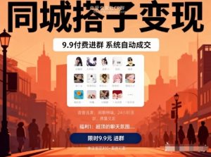 同城搭子变现,9.9付费进群+系统自动成交,单日变现8张-淘金日记