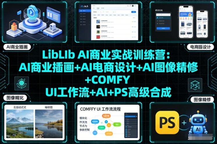 LibLIb AI商业实战训练营:AI商业插画+AI电商设计+AI图像精修+COMFY UI工作流+AI+PS高级合成-淘金日记