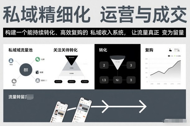 私域精细化运营与成交,构建一个能持续转化、高效复购的私域收入系统,让流量真正变为留量-淘金日记