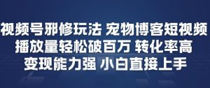 视频号邪修玩法宠物博客短视频,播放量轻松破百万,转化率高,变现能力强,小白直接上手-淘金日记