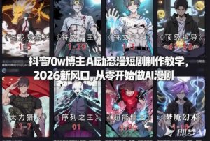 抖音70w博主AI动态漫短剧制作教学,2026新风口,从零开始做AI漫剧,普通人也能月入过W-淘金日记