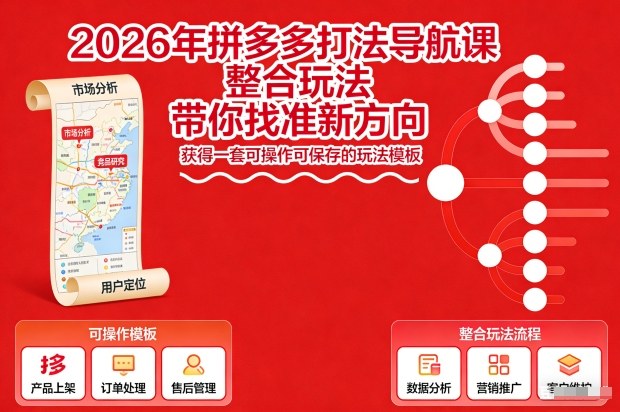 2026年拼多多打法导航课,整合玩法,带你找准新方向,获得一套可操作可保存的玩法模板-淘金日记