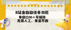 B站全自动任务浏览,单窗口30+可矩阵操作,无需人工单量不断【揭秘】-淘金日记