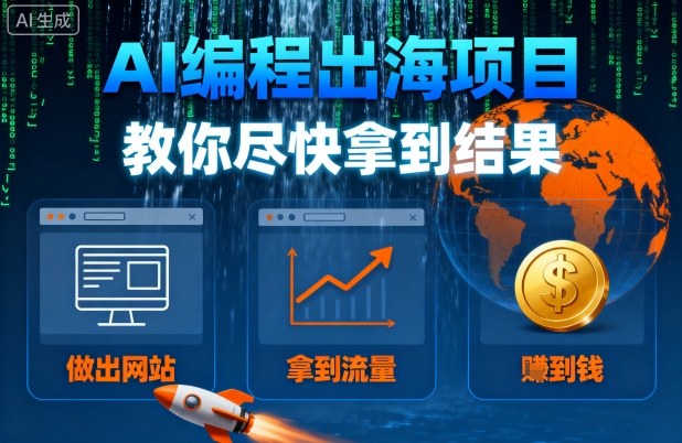 AI编程出海项目，教你尽快拿到结果-做出网站、拿到流量、賺到钱-淘金日记