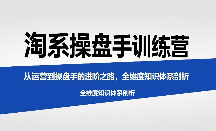 淘系操盘手训练营，​从运营到操盘手的进阶之路，全维度知识体系剖析-淘金日记
