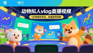 动物拟人vlog直播视频，5分钟教你学会，快速起号涨粉-淘金日记