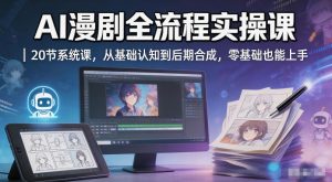 AI漫剧全流程实操课｜20节系统课，从基础认知到后期合成，零基础也能上手-淘金日记
