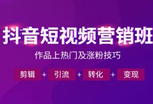 抖音短视频运营班,一门课学会作品上热门及涨粉技巧,引流转化剪辑变现(2026年5月)-淘金日记