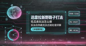 迅雷拉新野路子打法，吃瓜类玩法怎么做，玩法自热截流及后端处理详解-淘金日记