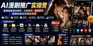 AI漫剧推广实操营|零基础低成本制作、正版授权、爆款剧本、剪辑运镜全变现实战课-淘金日记