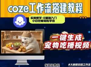 通过Coze工作流,制作宠物吃播视频,几分钟制作一个视频,从0到1演示搭建过程-淘金日记