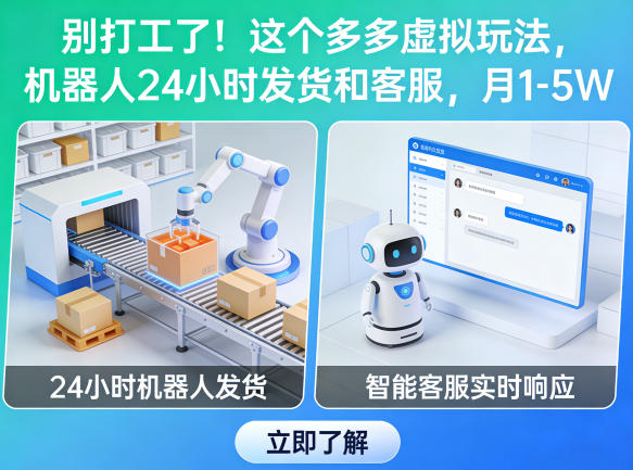 别打工了！这个多多虚拟玩法，机器人24小时发货和客服，月1-5W【揭秘】-淘金日记