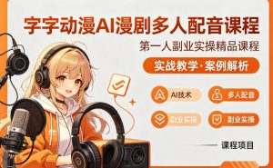 字字动漫AI漫剧多人配音课程，实战教学，案例解析-淘金日记