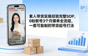 素人短视频带货实操经验完整SOP,0粉新号3个月爆单全流程,一套可复制的带货起号打法-淘金日记