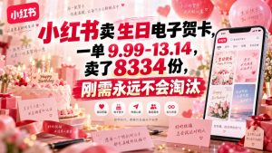小红书卖生日电子贺卡,一单9.99-13.14,卖了8334份,刚需永远不会淘汰-淘金日记