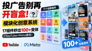 投广告别再开盲盒!模块化创意系统,17组件秒出100+变体(YouTube+Meta通用)【原创双语字幕】-淘金日记