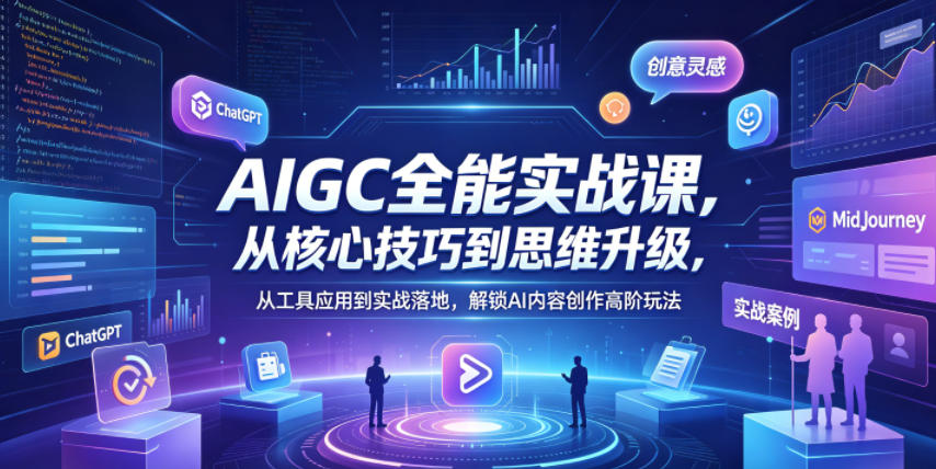 AIGC全能实战课，从核心技巧到思维升级，从工具应用到实战落地，解锁AI内容创作高阶玩法-淘金日记