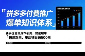 拼多多付费推广爆单知识体系,新手也能低成本引流,快速爆单,单店铺日销500单-淘金日记
