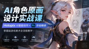 AI角色原画设计实战课|Holopix AI智能创作+PS手绘精修,零基础游戏美术全流程教学-淘金日记