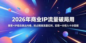 2026年商业IP流量破局用,搜索+IP组合跳出内卷,抢占精准流量红利,实现一分投入十分回报-淘金日记