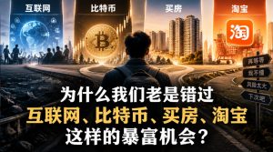 某社群付费文章：为什么我们老是错过互联网、比特币、买房、淘宝这样的暴富机会？-淘金日记