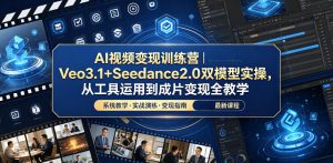 AI视频变现训练营|Veo3.1+Seedance2.0双模型实操,从工具运用到成片变现全教学-淘金日记