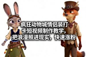 疯狂动物城情侣装打卡短视频制作教学,把浪漫照进现实,快速涨粉-淘金日记