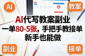 AI代写教案副业,一单80-5张,手把手教接单,新手也能做-淘金日记