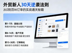 外贸新人30天逆袭法则，教你从0到百W订单的实战通关秘籍-淘金日记