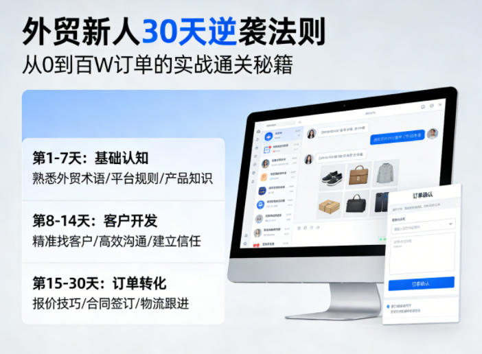 外贸新人30天逆袭法则，教你从0到百W订单的实战通关秘籍-淘金日记
