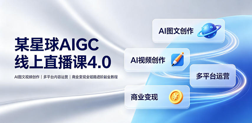 某星球AIGC线上直播课4.0｜AI图文视频创作、多平台内容运营、商业变现全链路进阶副业教程-淘金日记