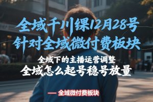 全域千川线下课12月28号,针对全域微付费板块,全域下的主播运营调整,全域怎么起号稳号放量-淘金日记