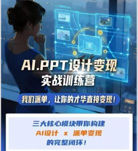 AI+PPT设计变现实战训练营，我们派单，让你的才华直接变现，三大核心模块带你构建Al设计x派单变现的完整闭环-淘金日记