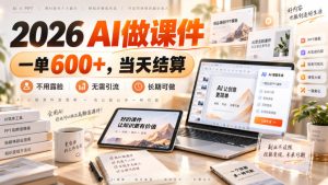 2026 AI做课件，一单600+，当天结算，不用露脸，无需引流，长期可做【揭秘】-淘金日记