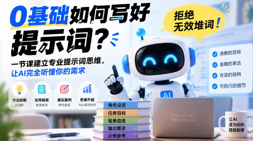 0基础如何写好提示词，拒绝无效堆词！一节课建立专业提示词思维，让AI完全听懂你的需求-淘金日记