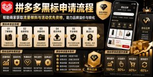 拼多多黑标申请流程,帮助商家获取流量倾斜与活动优先资格,助力品牌溢价与转化-淘金日记