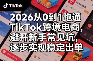 2026从0到1跑通TikTok跨境电商,避开新手常见坑,逐步实现稳定出单-淘金日记