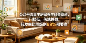 公众号流量主居家养生科普赛道,门槛低,落地性强,转发率比同级别99%都要高-淘金日记