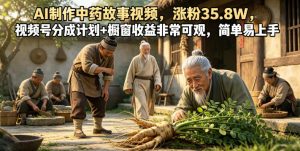 AI制作中药故事视频,涨粉35.8W,视频号分成计划+橱窗收益非常可观,简单易上手-淘金日记