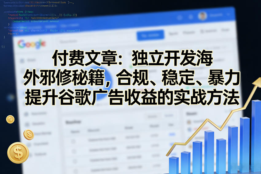 付费文章：独立开发海外邪修秘籍，合规、稳定、暴力提升谷歌广告收益的实战方法-淘金日记