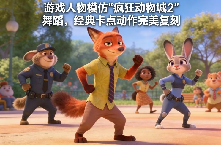 游戏人物模仿“疯狂动物城2”舞蹈，经典卡点动作完美复刻-淘金日记