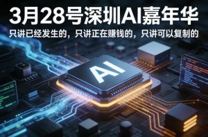 3月28号深圳AI嘉年华,只讲已经发生的,只讲正在賺钱的,只讲可以复制的-淘金日记