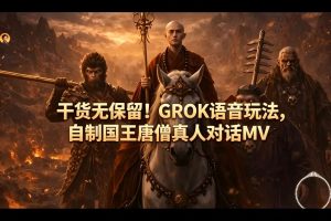 干货无保留！GROK语音玩法，自制国王唐僧真人对话MV-淘金日记